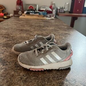 Adidas Kids Gray and Pink Sneakers 9C